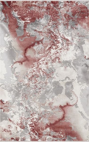 Merinos Halı Therapy 19112 010 Yün Tuşeli Modern Salon Halısı Gri Bordo