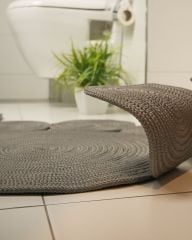 Milda 66 Jüt Hasır Örgü Modern Çift Taraflı Kilim Dekoratif Asimetrik Gri Jüt Halı