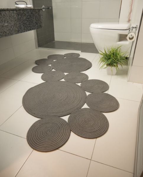 Milda 66 Jüt Hasır Örgü Modern Çift Taraflı Kilim Dekoratif Asimetrik Gri Jüt Halı