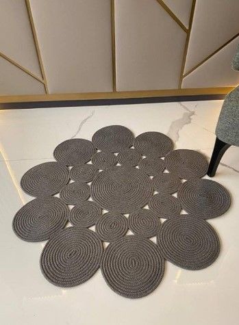 Milda 68 Gri Jüt Hasırlı El Örgüsü Çift Taraflı Kilim Yuvarlak Jüt Halı