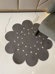 Milda 68 Gri Jüt Hasırlı El Örgüsü Çift Taraflı Kilim Yuvarlak Jüt Halı