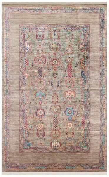 Eko Halı Antique ATK 07 Olive Antik Desen Makinede Yıkanabilir Halı Kaymaz Taban Vintage Modern Salon Mutfak Koridor Halısı