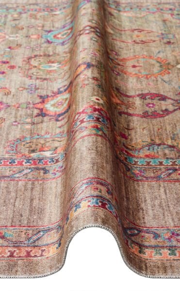 Eko Halı Antique ATK 07 Olive Antik Desen Makinede Yıkanabilir Halı Kaymaz Taban Vintage Modern Salon Mutfak Koridor Halısı