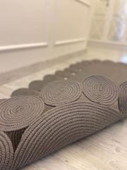 Milda 77 Gri Jüt Hasırlı El Örgüsü Çift Taraflı Kilim Oval Jüt Halı