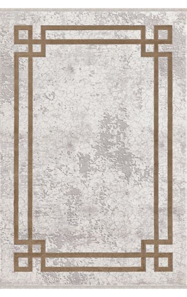 Merinos Halı Therapy 33260 80 Yün Tuşeli Çerçeveli Modern Salon Halısı Gri Kahve