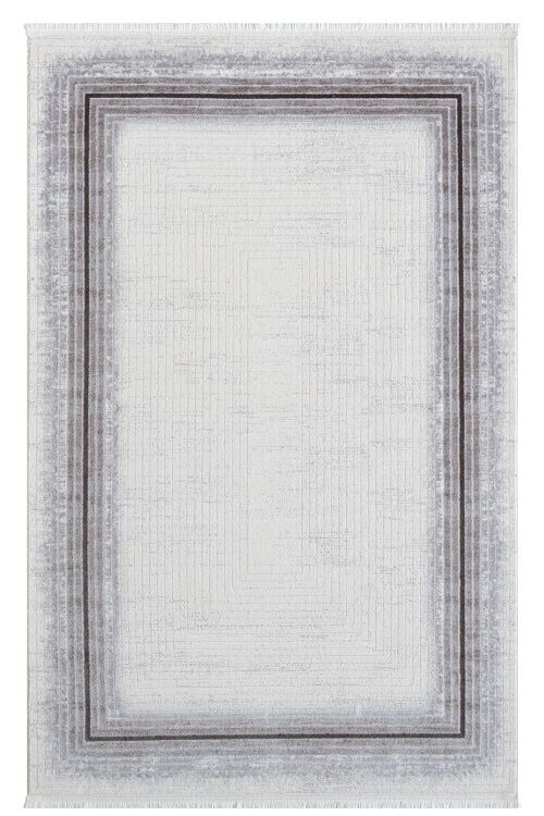 Seyran Halı Asya 530 Gri Çerçeveli Akrilik Salon Halısı Yolluk Modern Akrilik Halı