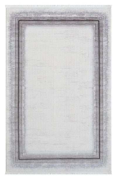 Seyran Halı Asya 530 Gri Çerçeveli Akrilik Salon Halısı Yolluk Modern Akrilik Halı