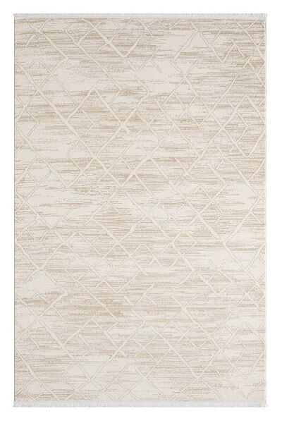 Seyran Halı Asya 522 Bej Akrilik Salon Halısı Yolluk Modern Akrilik Halı Dokuma Taban Saçaklı Modern Şık Halı