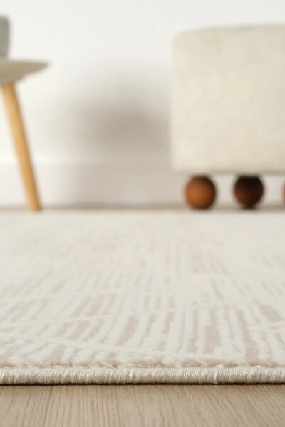 Seyran Halı Asya 522 Bej Akrilik Salon Halısı Yolluk Modern Akrilik Halı Dokuma Taban Saçaklı Modern Şık Halı