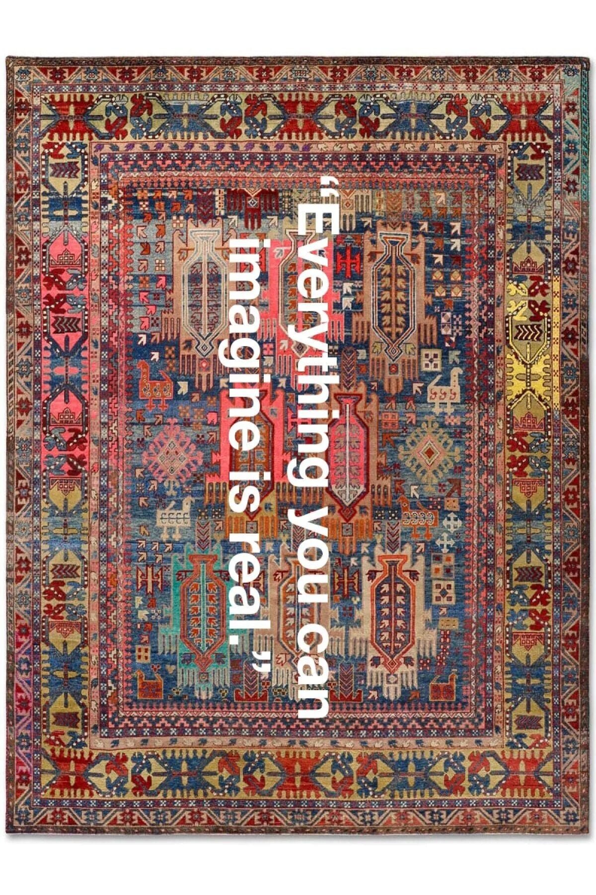 Drom Dokuma Taban Makinede Yıkanabilen Kilim Kaymaz Şönil Multi Modern Yazı Temalı Halı