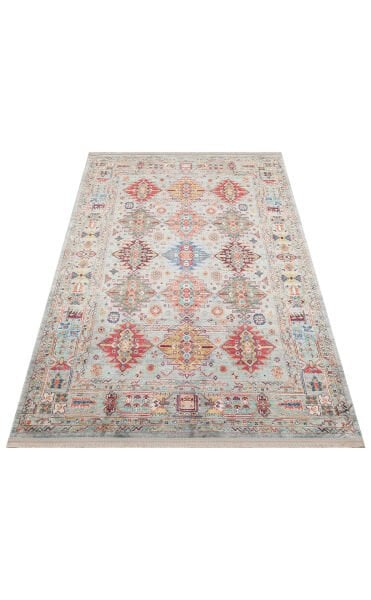 Eko Halı Antique ATK 06 Aqua Antik Desen Makinede Yıkanabilir Halı Kaymaz Taban Vintage Modern Salon Mutfak Koridor Halısı