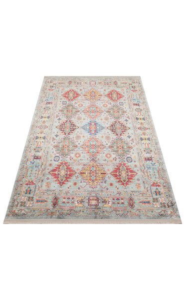 Eko Halı Antique ATK 06 Aqua Antik Desen Makinede Yıkanabilir Halı Kaymaz Taban Vintage Modern Salon Mutfak Koridor Halısı