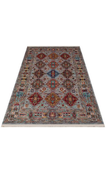 Eko Halı Antique ATK 06 Aqua Antik Desen Makinede Yıkanabilir Halı Kaymaz Taban Vintage Modern Salon Mutfak Koridor Halısı