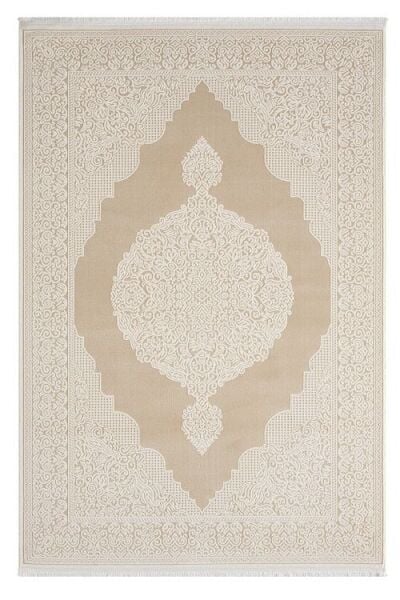 Seyran Halı Asya 524 Bej Akrilik Salon Halısı Yolluk Modern Akrilik Halı Dokuma Taban Saçaklı Modern Şık Halı