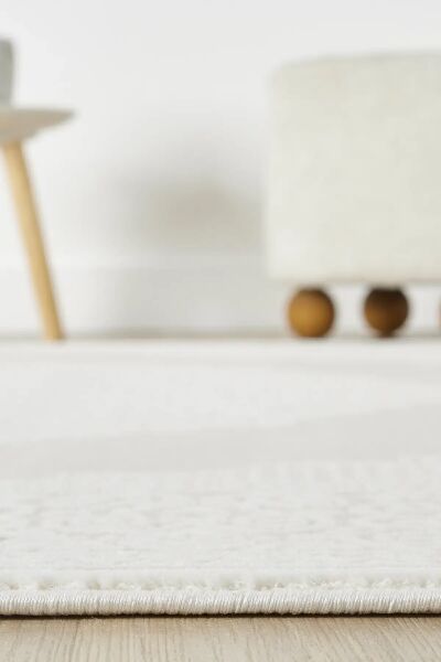 Seyran Halı Asya 524 Bej Akrilik Salon Halısı Yolluk Modern Akrilik Halı Dokuma Taban Saçaklı Modern Şık Halı