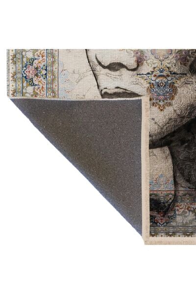 Drom Dokuma Taban Makinede Yıkanabilen Kilim Kaymaz Şönil Soyut Kadın Portre Desenli Kreatif Halı