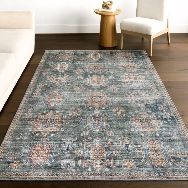 Atelier 503 Sage Green Eskitme Vintage Halı Etnik Dokuma Otantik Yıkanabilir Salon Mutfak Yatak Odası Koridor Halısı