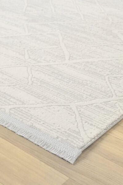 Seyran Halı Asya 522 Gri Akrilik Salon Halısı Yolluk Modern Akrilik Halı Dokuma Taban Saçaklı Modern Şık Halı