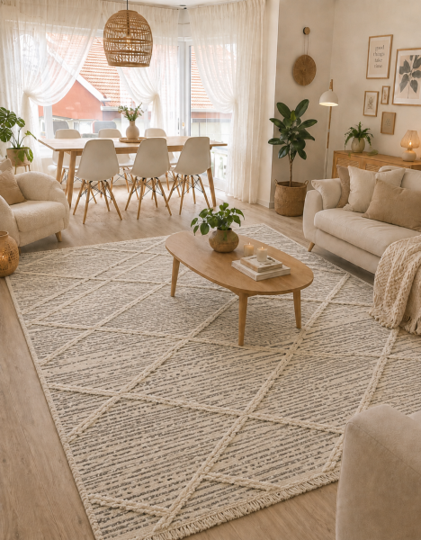 Enti Halı Step 2204 Gri Kabartmalı Yumuşak Dokulu Hav Toz Vermez Modern Salon Oturma Odası Halısı