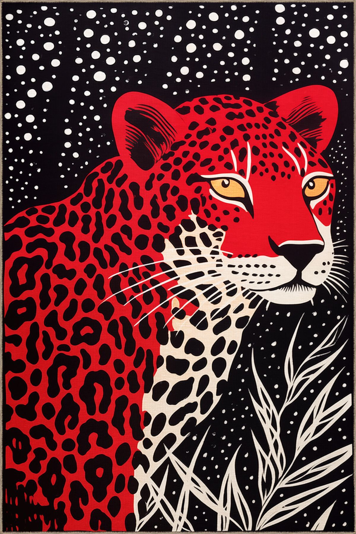 Drom Dokuma Taban Makinede Yıkanabilen Kilim Kaymaz Şönil Soyut Leopar Desenli Kreatif Halı