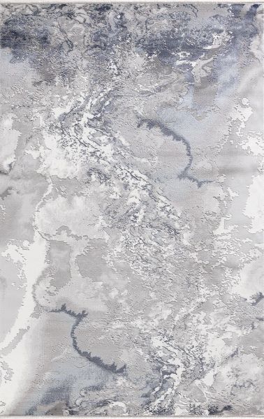 Merinos Halı Therapy 19112 030 Yün Tuşeli Modern Salon Halısı Gri Mavi 100x200