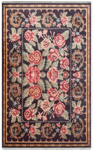Eko Halı Antique ATK 02 Black Karabağ Antik Desen Makinede Yıkanabilir Halı Kaymaz Taban Vintage Modern Salon Mutfak Koridor Halısı