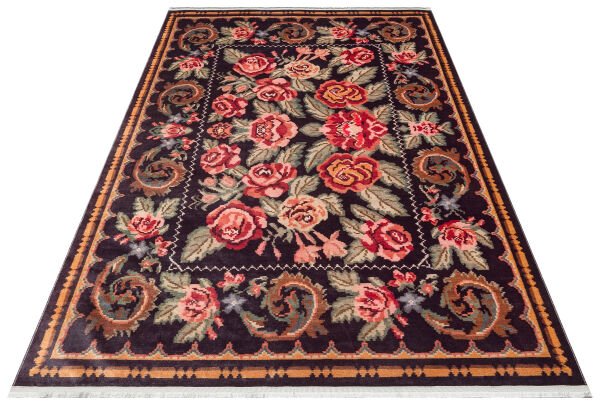 Eko Halı Antique ATK 02 Black Karabağ Antik Desen Makinede Yıkanabilir Halı Kaymaz Taban Vintage Modern Salon Mutfak Koridor Halısı