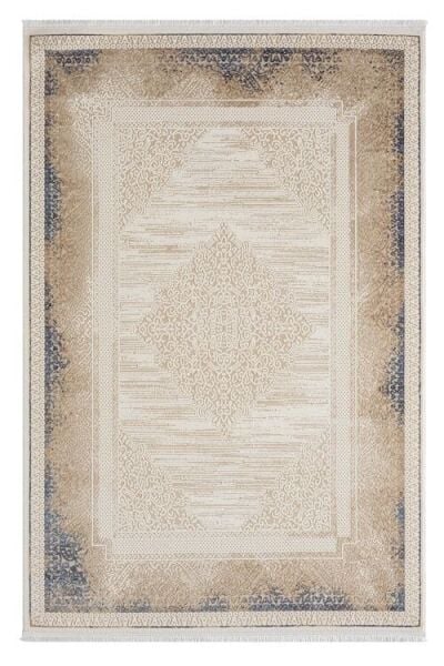 Seyran Halı Asya 525 Mavi Akrilik Çerçeveli Klasik Desen Salon Halısı Yolluk Modern Akrilik Halı Dokuma Taban Saçaklı Modern Şık Halı