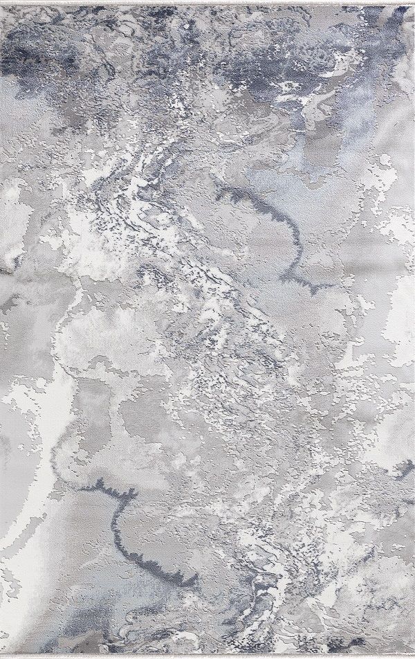 Merinos Halı Therapy 19112 030 Yün Tuşeli Modern Salon Halısı Gri Mavi 125x200