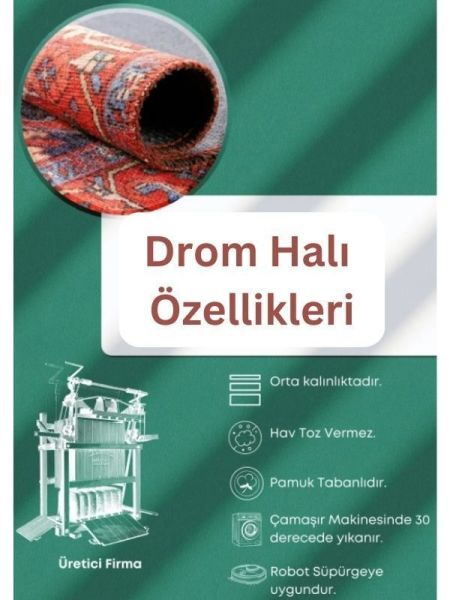 Drom Kaymaz Tabanlı Yıkanabilir Etnik Anadolu Kadın Motifli Modern Halı