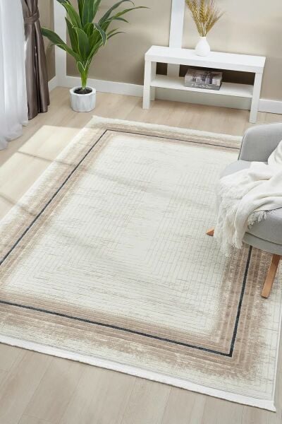 Seyran Halı Asya 526 Mavi Akrilik Çerçeveli Klasik Desen Salon Halısı Yolluk Modern Akrilik Halı Dokuma Taban Saçaklı Modern Şık Halı