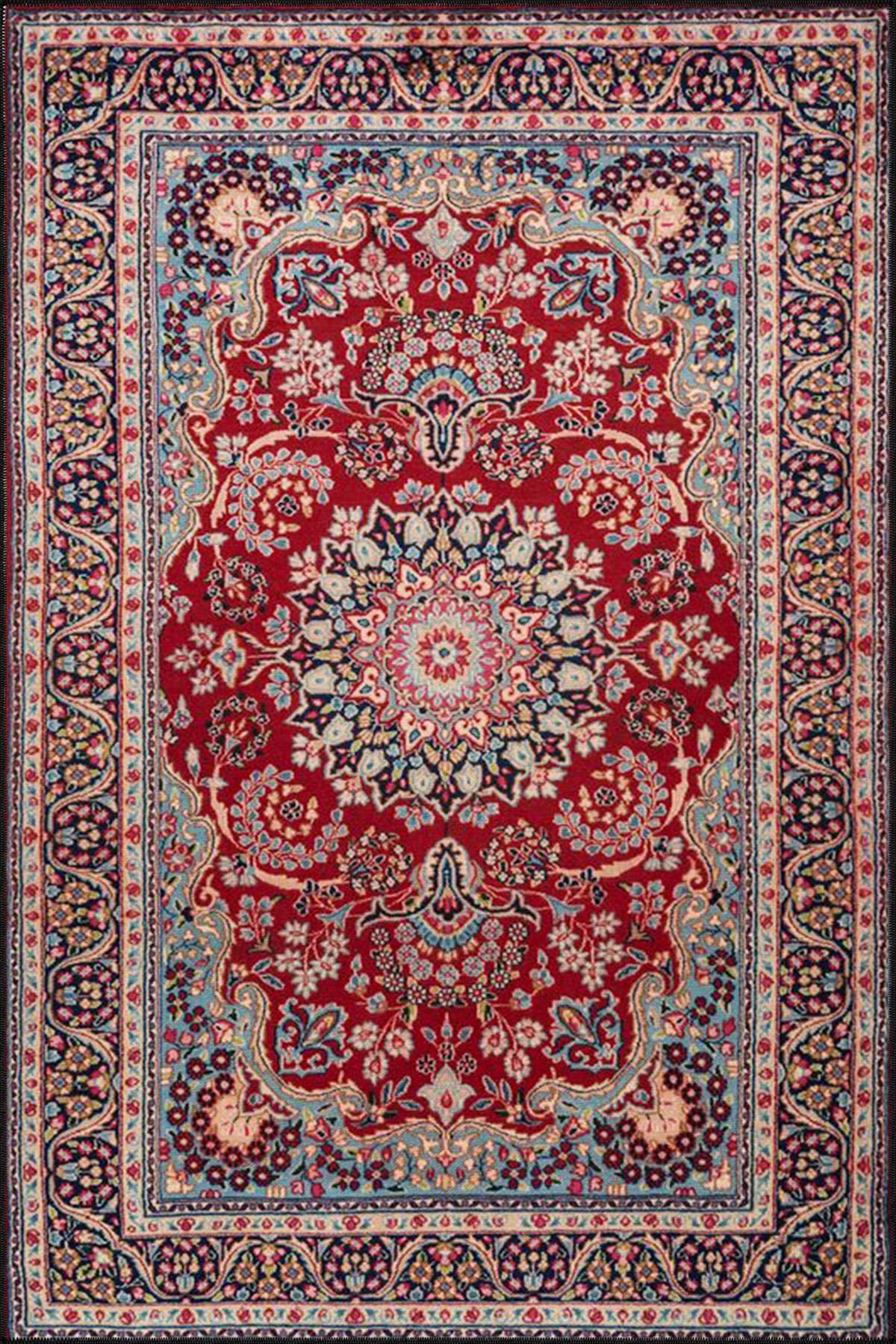 Drom Dokuma Taban Makinede Yıkanabilen Kilim Kaymaz Şönil Geleneksel Desenli Modern Dekoratif Halı