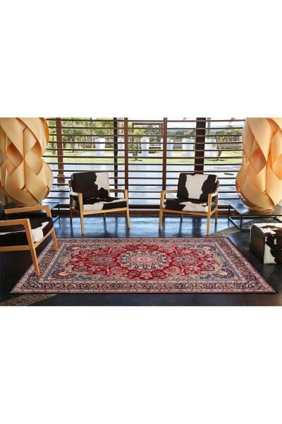 Drom Dokuma Taban Makinede Yıkanabilen Kilim Kaymaz Şönil Geleneksel Desenli Modern Dekoratif Halı
