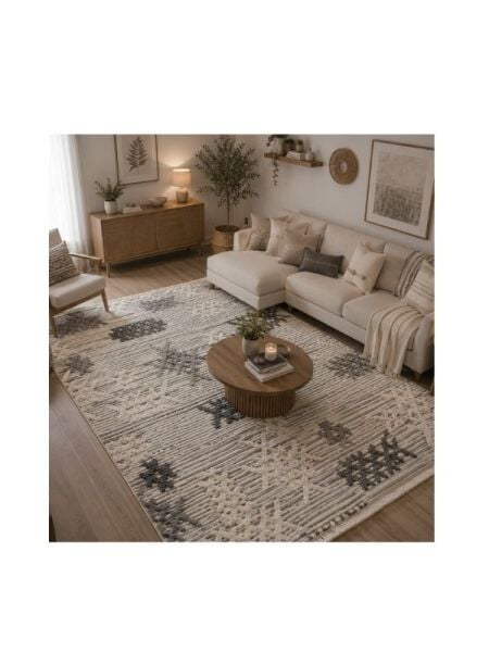 Enti Halı Step 2205 Gri Kabartmalı Yumuşak Dokulu Hav Toz Vermez Modern Salon Oturma Odası Halısı
