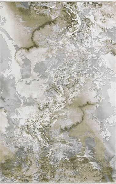 Merinos Halı Therapy 19112 040 Yün Tuşeli Modern Salon Halısı Gri Yeşil 125x200