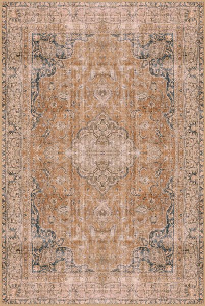 Drom Kaymaz Tabanlı Yıkanabilir Eskitme Desenli Salon Halısı