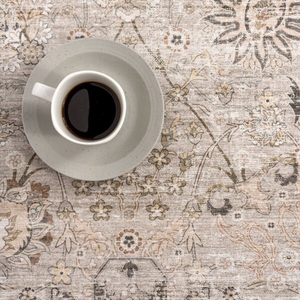 Atelier 504 Soft Greige Eskitme Vintage Halı Etnik Dokuma Otantik Yıkanabilir Salon Mutfak Yatak Odası Koridor Halısı