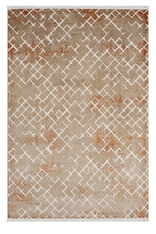 Seyran Halı Asya 521 Terra Akrilik Salon Halısı Yolluk Modern Akrilik Halı Dokuma Taban Saçaklı Modern Şık Halı