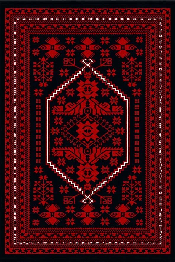 Drom Kaymaz Tabanlı Yıkanabilir Kırmızı Etnik Eskitme Vintage Halı