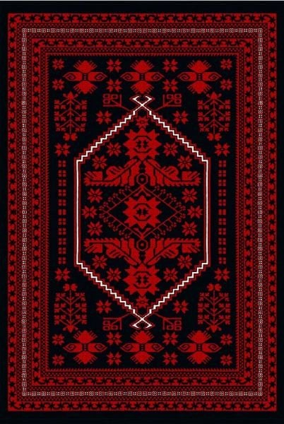 Drom Kaymaz Tabanlı Yıkanabilir Kırmızı Etnik Eskitme Vintage Halı