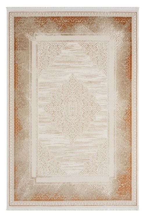 Seyran Halı Asya 525 Terra Çerçeveli Akrilik Salon Halısı Yolluk Modern Akrilik Halı Dokuma Taban Saçaklı Modern Şık Halı