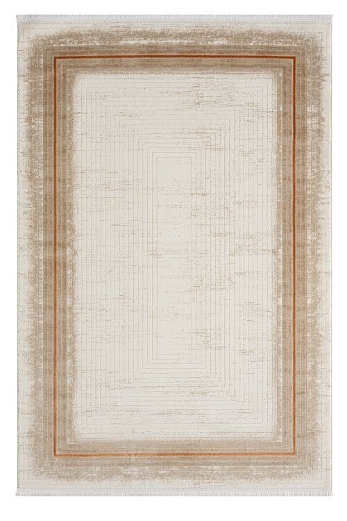 Seyran Halı Asya 526 Terra Çerçeveli Akrilik Salon Halısı Yolluk Modern Akrilik Halı Dokuma Taban Saçaklı Modern Şık Halı