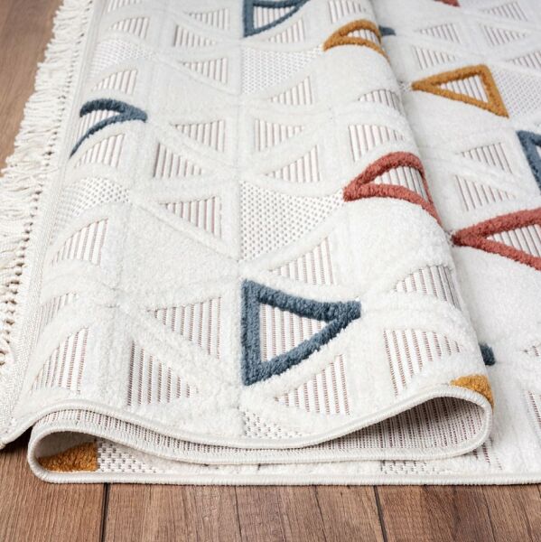 Crea Halı Cool Koleksiyonu CES04 Kabartmalı Modern Saçaklı Salon Halısı My Crea Home