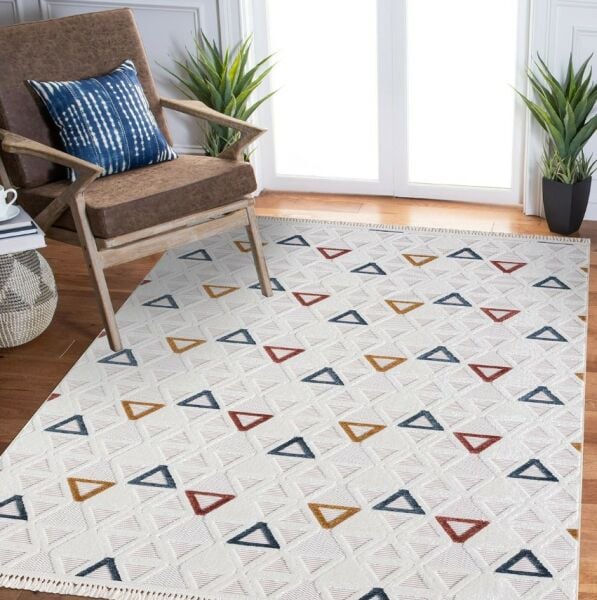 Crea Halı Cool Koleksiyonu CES04 Kabartmalı Modern Saçaklı Salon Halısı My Crea Home