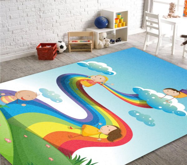 Cino 88 Gökkuşağı Rainbow Renkli Çocuk Odası Oyun Halısı