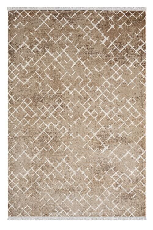 Seyran Halı Asya 521 Vizon Akrilik Salon Halısı Yolluk Modern Akrilik Halı Dokuma Taban Saçaklı Modern Şık Halı