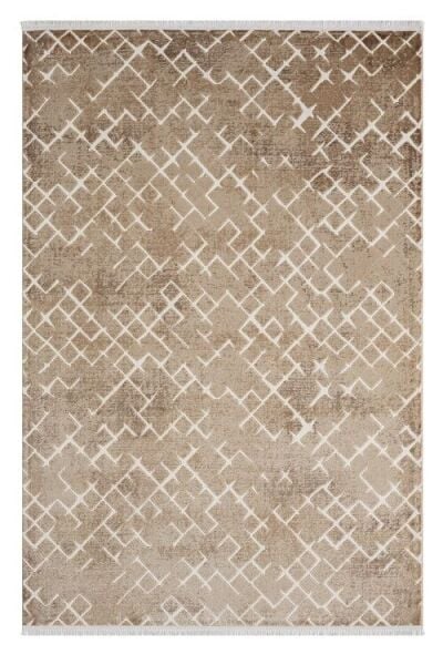 Seyran Halı Asya 521 Vizon Akrilik Salon Halısı Yolluk Modern Akrilik Halı Dokuma Taban Saçaklı Modern Şık Halı