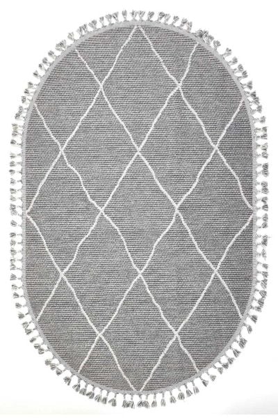 Eko Halı Soho SH 02 Grey Hav Toz Vermez Modern Bukle Makine Halısı Yolluk Gri Oval Mutfak Halısı