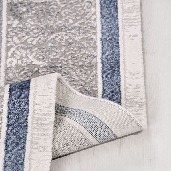 Crea Halı Belinda BM04 Akrilik Dokuma Avangart Gri Mavi Klasik Salon Halısı My Crea Home