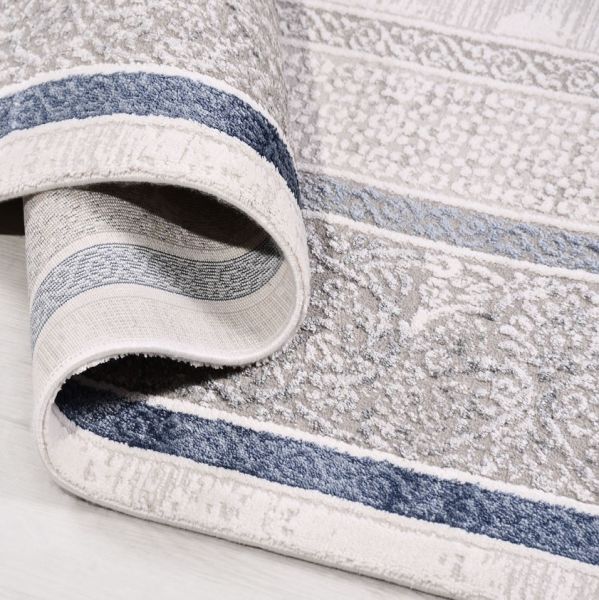 Crea Halı Belinda BM04 Akrilik Dokuma Avangart Gri Mavi Klasik Salon Halısı My Crea Home